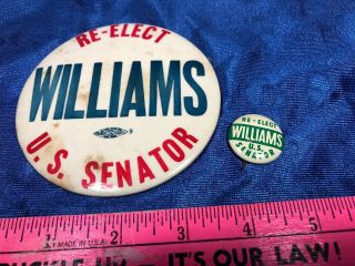 Vintage Re - Elect Harrison Williams U.  S.  Senator Political Pin - Back Buttons (2)