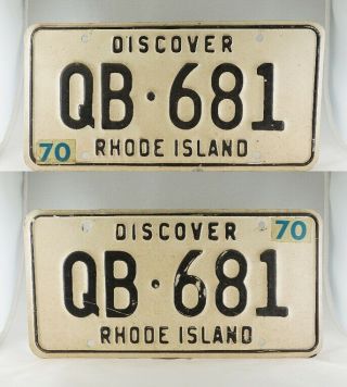 1970 Rhode Island Passenger License Plate Pair - Good And