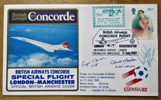 Concorde G - Boaf 1982 Flown Cover Signed By Dixon,  Norris & Cooper Espana 1982