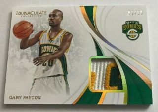 2018/19 Panini Immaculate Gary Payton 3 Color Patch 01/10 Game Worn Sonics Ssp