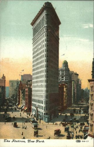 Flatiron Flat Iron Building York City Trolley C1910 Vintage Postcard