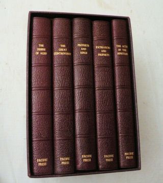 2002,  5 Vol Set,  Conflict Of The Ages By Ellen G.  White,  Leather W/sc,  Adventist
