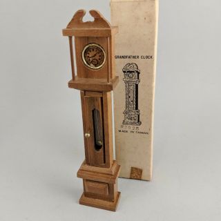 Vintage Doll House Furniture Grandfather Clock 7 Inch Miniatures Wooden Vintage