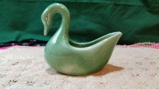 Vintage Ceramic Green Swan Planter Usa