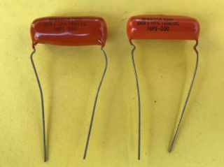 (2) Nos Nib Vintage Sprague Orange Drop.  005 Uf 1600v Capacitors 16ps Tone Caps