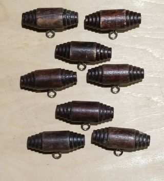8 Vintage Wooden Toggle Buttons Real Wood Metal Shank 1 & 1/4 "