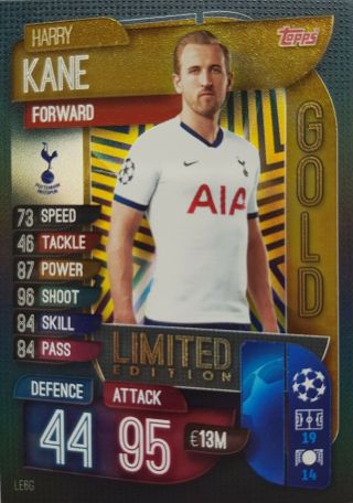 Match Attax 2019/20 Limited Edition Harry Kane Tottenham Hotspur Gold Le6g
