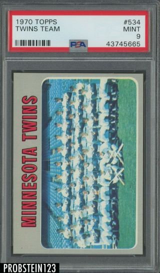 1970 Topps 534 Minnesota Twins Team Card Psa 9