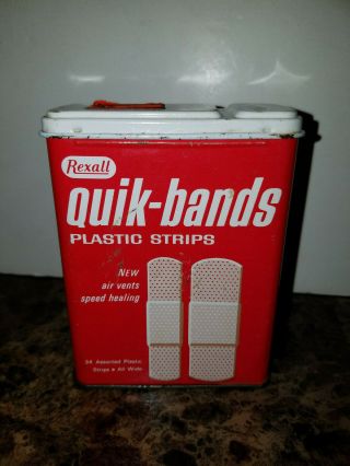 1960s - 1970s Rexall Drugstore Bandages Tin - Quik - Bands Vintage