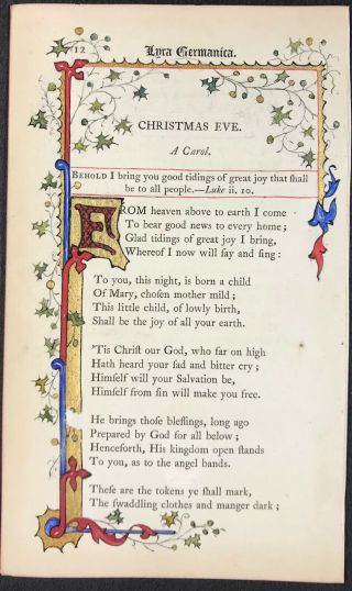 1855 Bible Hymns Leaf - Art & Crafts Movement - Gold Illuminated Manuscript 22 3