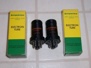 2 Nos Amperex 6ac7 Radio Vacuum Tubes