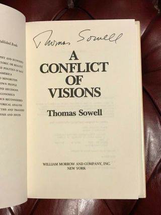A Conflict of Visions by Thomas Sowell Signed First Edition 3