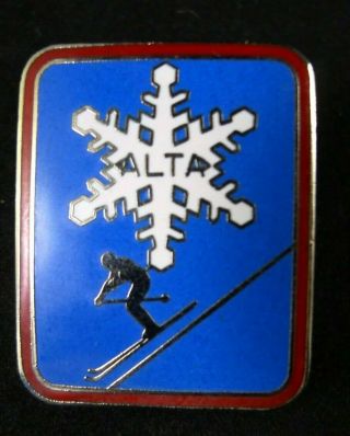 Vintage Alta Ski Resort Square Snowflake Souvenir Pin