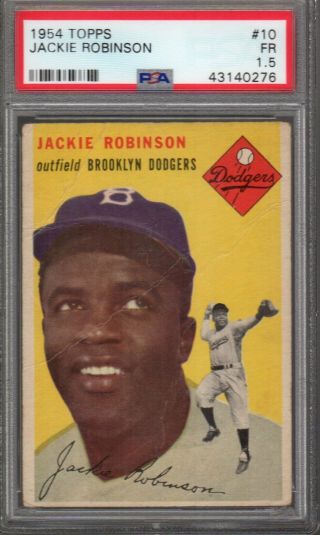 1954 Topps Baseball 10 Jackie Robinson Psa 1.  5 Hof Brooklyn Dodgers