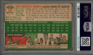 1954 TOPPS BASEBALL 10 JACKIE ROBINSON PSA 1.  5 HOF BROOKLYN DODGERS 2