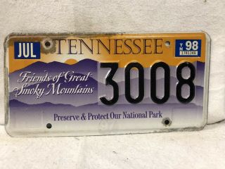 1998 Tennessee License Plate (friends Of The Great Smoky Mountains)