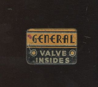 Old General Brand Valve Insides Tin,  For Tire Valves,  General Parts Mfg.  Co.