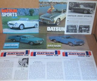 8 1960s Datsun Pickup Truck & Sports Car Dealer Promo Brochures Bob Sharp Racing