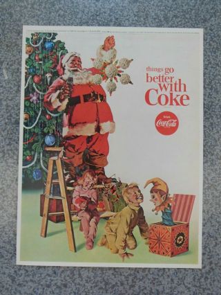 Vintage 1965 Coca Cola Coke Santa Christmas Advertisement