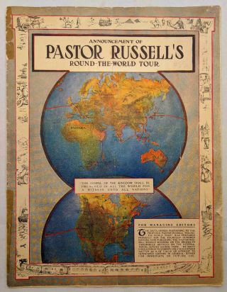Bro Ct Russell Worldwide Preaching Tour Insert 1912 Color Watchtower Jehovah