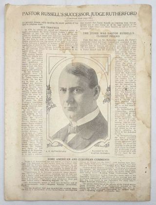 December 1 1916 Bro.  Russell Memorial W/rutherford Biography Watchtower Jehovah