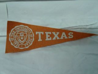 Vintage Decorative Felt Banner Pennant University Of Texas 9.  75 " Mini Size Orang