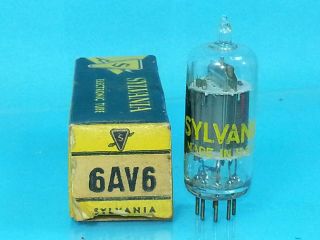 Sylvania 6av6 Vacuum Tube Nos Nib Crisp Box Single Same Gain As 12ax7