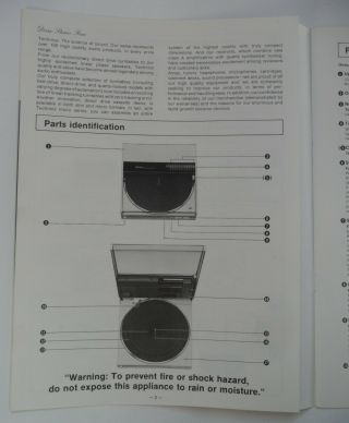 Technics Operating Instructions for model SL - 5 direct drive automatic turntable 3