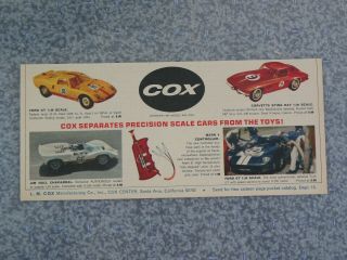 Vintage 1965 Cox Jim Hall Chaparral Ford Gt Vette Slot Car Advertisement