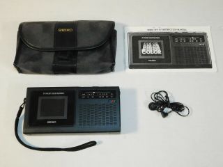 Vintage Seiko T102b Tft Pocket Color Portable Tv Radio Vhf Uhf With Case Japan