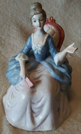 Vintage Porcelain Colonial Figurine,  Woman Sitting On Chair (1037)