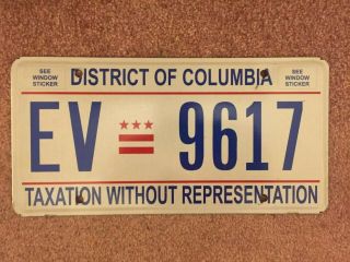 Washington Dc Taxation License Plate Tag - Ev 9617 District Of Columbia