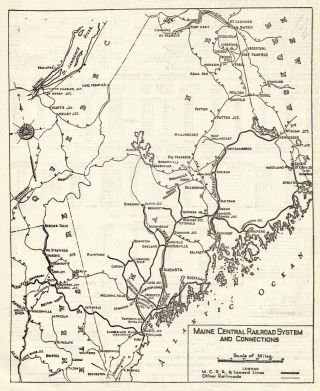 1947 Antique Maine Central Railroad Map Vintage Collectible Railway Map 7009