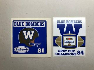 Cfl Winnipeg Blue Bombers - 2 Different Stickers