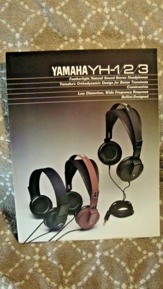 1978 Yamaha Yh - 1 Stereo Headphones 3 Page Brochure Pamphlet Booklet With Specs