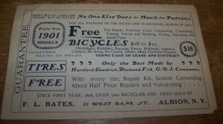 C1901 Antique Bicycle Shop Advertising Flyer Albion Ny Goodrich Hartford Diamond