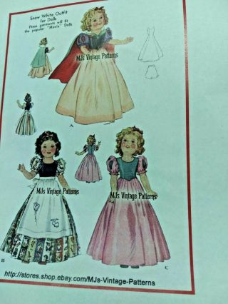 Snow White Doll Dress Pattern For 16 Inch Shirley Temple \patsy Mj 