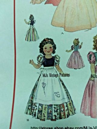 Snow White Doll Dress Pattern for 16 inch Shirley Temple \Patsy MJ ' s Vintage P 3