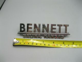 Vintage Metal Auto Dealer / Dealership Emblem / Badge Bennett Salina Kansas Ks