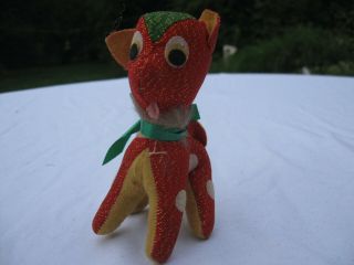 Vintage Sparkly Cloth Reindeer Christmas Toy/decoration (4 1/4 " Tall)