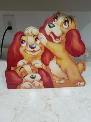 Vintage Lady And The Tramp Cardboard Cut Out Puppies Walt Disney Store Display