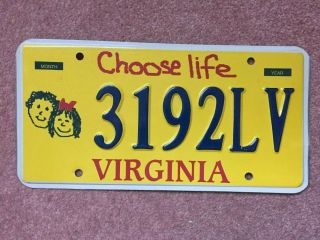 Virginia - Choose Life License Plate Tag - - 3192lv