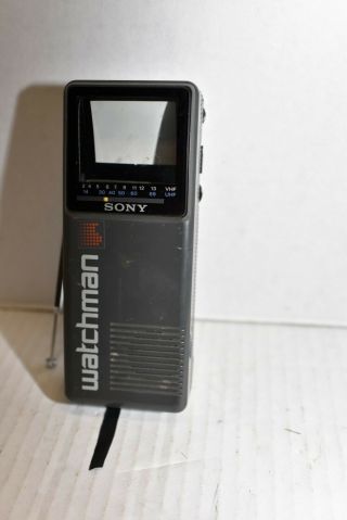 Sony Watchman Handheld Portable B&w Tv Vhf Uhf Model Fd - 2a -