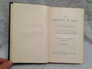 Charles Darwin - The Descent of Man - John Murray,  Second Edition 1899 2