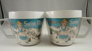 2 Vintage 1970s Swiss Miss Thermo Serv Insulated Mugs Cup Cocoa Hot Chocolate