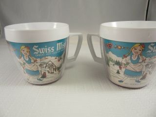 2 Vintage 1970s SWISS MISS Thermo Serv Insulated Mugs Cup Cocoa Hot Chocolate 3