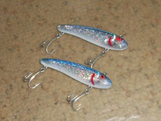 2 Bomber Mullet 3.  5 " Fishing Lures - Florescent Blue & Silver -