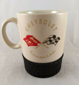 Chevrolet Corvette Coffee Mug/cup With Rubber Tire Base,  Gm Official Licensed