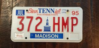 1995 - 96 Tennessee Volunteer State Bicentennial License Plate 372 Hmp