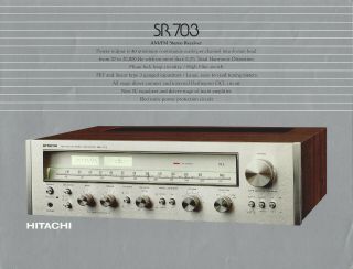 Hitachi Sr - 703 Stereo Receiver Spec Sheet Circa Mid 1970s